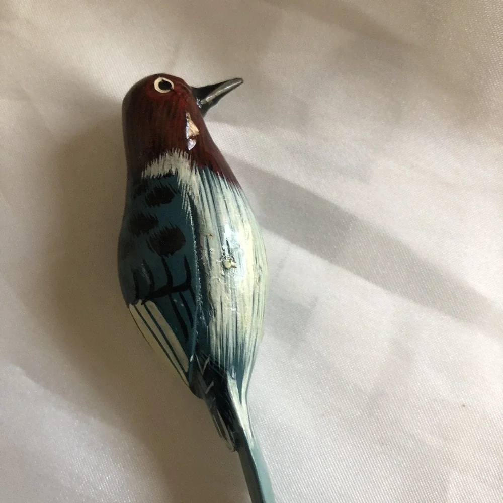 Letter Opener Wooden Hummingbird Hand Painted Hand Carved Art Vintage